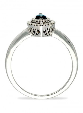 18 Karat White Gold 0.15Ct Diamond And Sapphire Stone Studded Ring