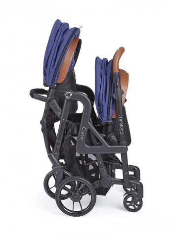 Contours Curve Double Stroller - Blue/Black/Brown