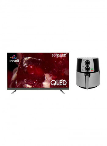 65 Inch QLED Android Smart TV With Built In Soundbar With Air Fryer 3.5L 65EV350QA + EVKA-AF3501B Black