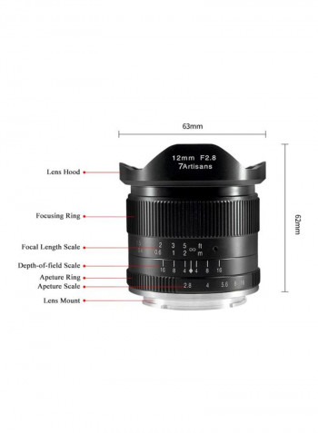 12mm f/2.8 Ultra Wide Angle Prime Lens For Olympus EPM2/Panasonic G5/G6 Black/Silver