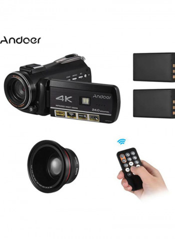 AC3 24 MP Camcorder With 2-Piece Rechargeable Batteries + Extra 0.39X Wide Angle Lens kit