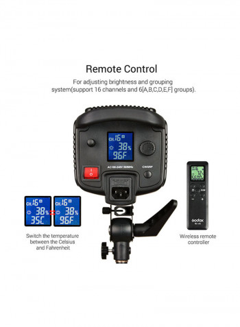 High Power LED Video Light Wireless Remote Control Black