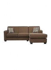 L Shape Two Seater Sectional Sofa With Right Side Chaise Lounge Brown