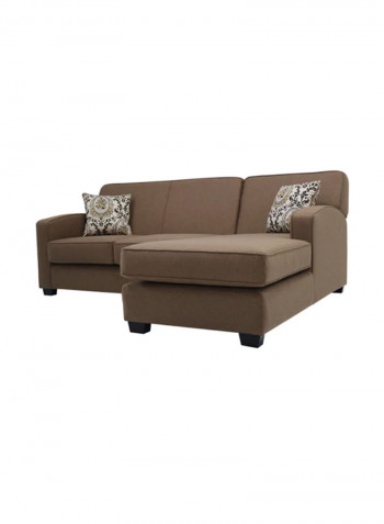 L Shape Two Seater Sectional Sofa With Right Side Chaise Lounge Brown