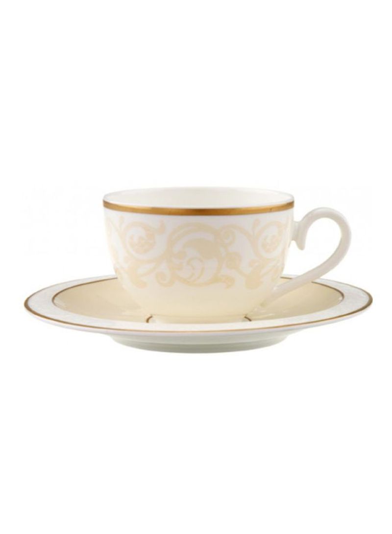 12-Piece Ivoire Coffee Cup And Saucer Set White/Beige/Gold