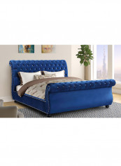 Rolled Top-Tufted Queen Bed Frame With Spring Mattress Multicolour 200x200x150cm