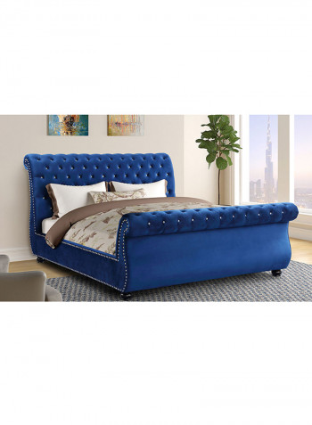 Rolled Top-Tufted Queen Bed Frame With Spring Mattress Multicolour 200x200x150cm