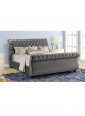 Rolled Top-Tufted Queen Bed Frame With Spring Mattress Multicolour 200x200x150cm