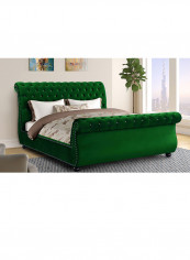 Curve Rolled Top-Tufted Queen Bed With Spring Mattress Set Multicolour 200x200x150cm
