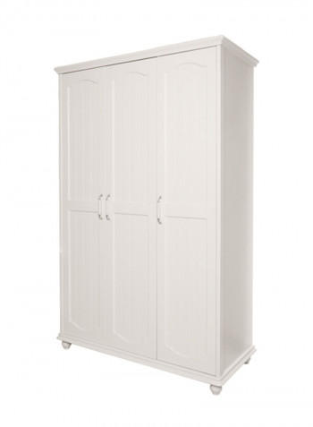 Clovis 3-Door Wooden Armoire White 130x209x60cm