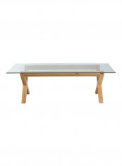 Venice Glass Top Dining Table Clear/Beige 240x110x74centimeter