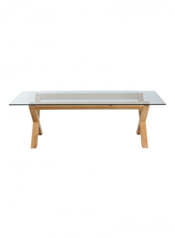 Venice Glass Top Dining Table Clear/Beige 240x110x74centimeter
