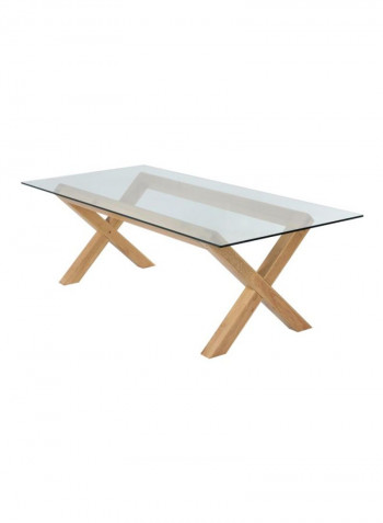 Venice Glass Top Dining Table Clear/Beige 240x110x74centimeter