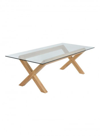 Venice Glass Top Dining Table Clear/Beige 240x110x74centimeter