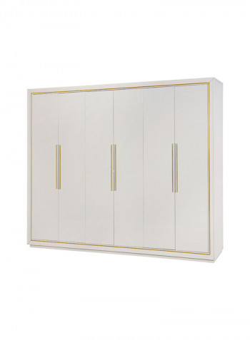 Davis 6-Door Wardrobe White 255 x 63 x 220centimeter