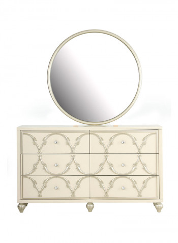 Everton Dresser With Mirror White 145 x 45.5 x 185cm