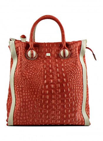 Celeste Leather Tote Bag Coral Red