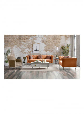 Rochelle 3-Seater Sofa With 3 Cushions Orange 77x225x83cm