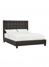 Briella Button Tufted Bed With Mattress Dark Grey/White Queen