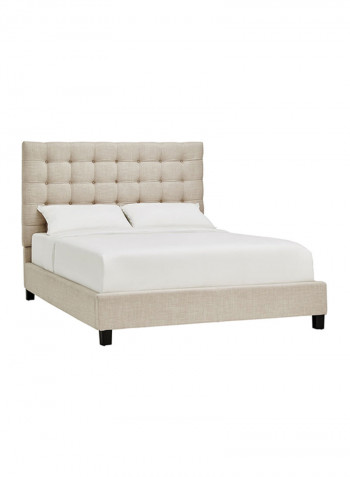 Briella Button Tufted Bed With Mattress Beige/White Queen