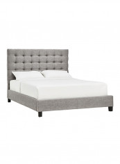 Briella Button Tufted Bed With Mattress Grey/White Queen