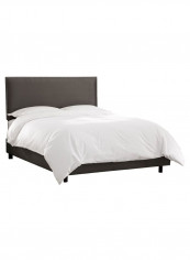 Burling Nail Button Border Bed Without Mattress Charcoal Grey 200 x 200centimeter