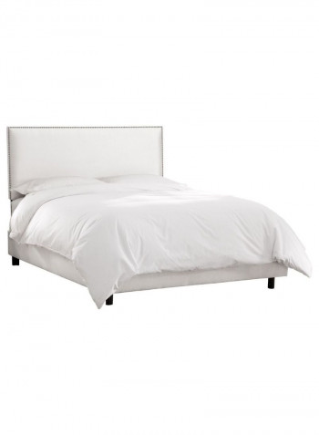 Burling Nail Button Border Bed Without Mattress White 200 x 200centimeter