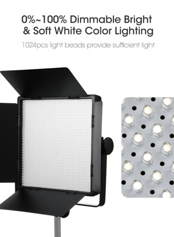 LED1000D II Dimmable LED Light With LCD Display Remote Control Black/White