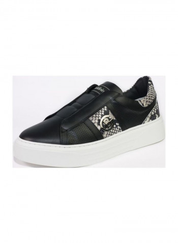 Leather Slip-on Sneakers Black/White