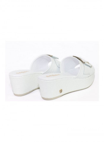 Slip-on Wedge Sandals White/Gold