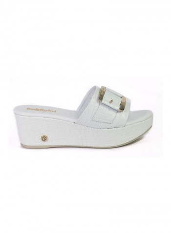 Slip-on Wedge Sandals White/Gold