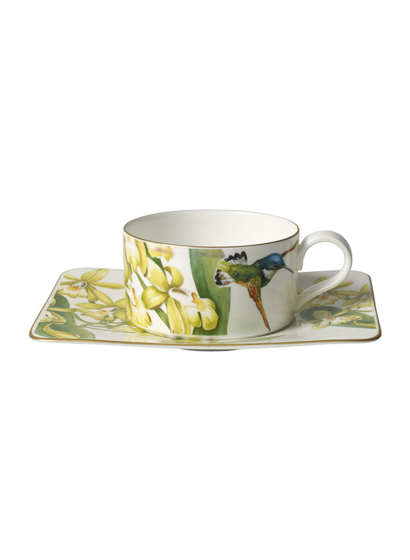 12-Piece Amazonia Tea Cup And Saucer Set White/Yellow/Green
