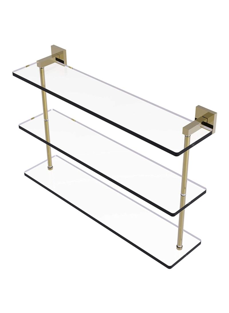 3-Tier Montero Collection Glass Shelf Clear/Gold 22inch