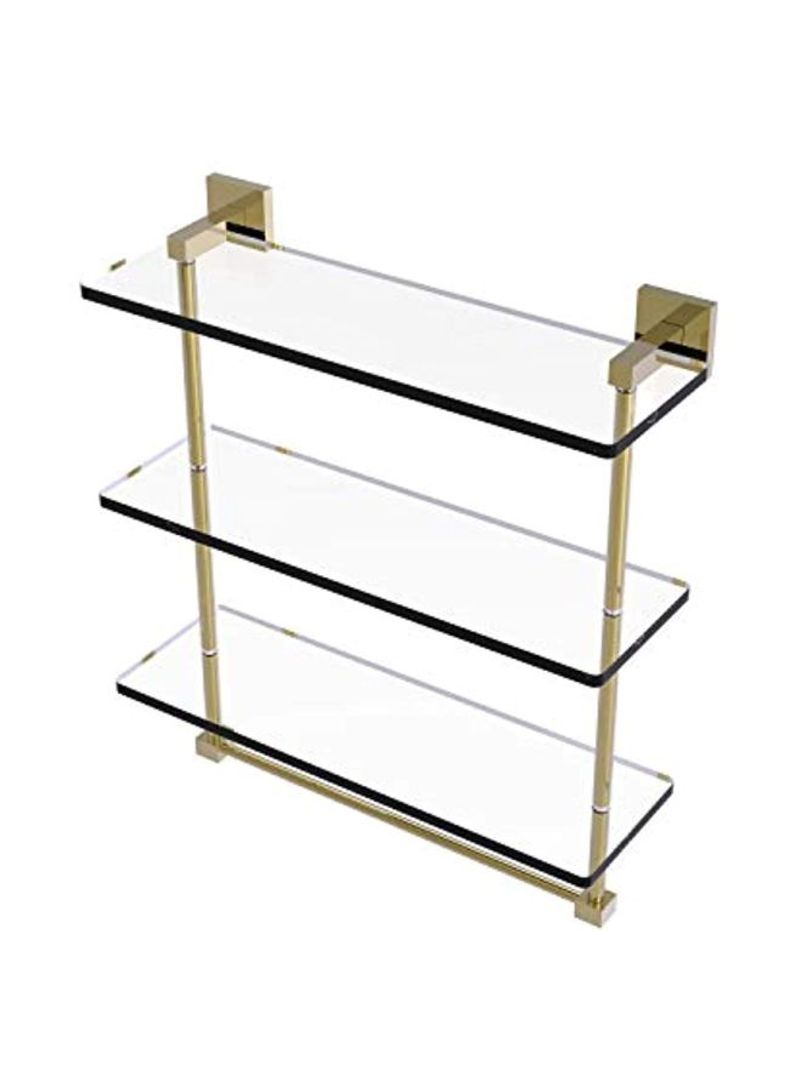 3-Tier Montero Collection Glass Shelf With Towel Bar Gold/Clear 16inch
