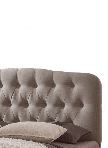 Craik Contemporary King Button Tufted Bed Without Mattress Beige Super King