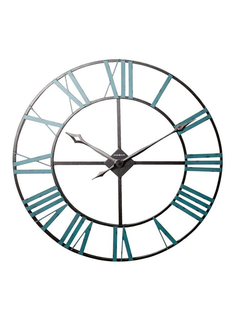 Oversized Iron Frame Wall Clock Blue/Silver 36x2.25inch