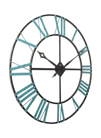 Oversized Iron Frame Wall Clock Blue/Silver 36x2.25inch