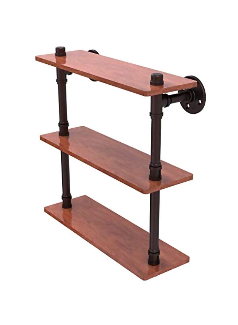 Pipeline Collection Ironwood Triple Wood Shelf Brown/Black 16inch