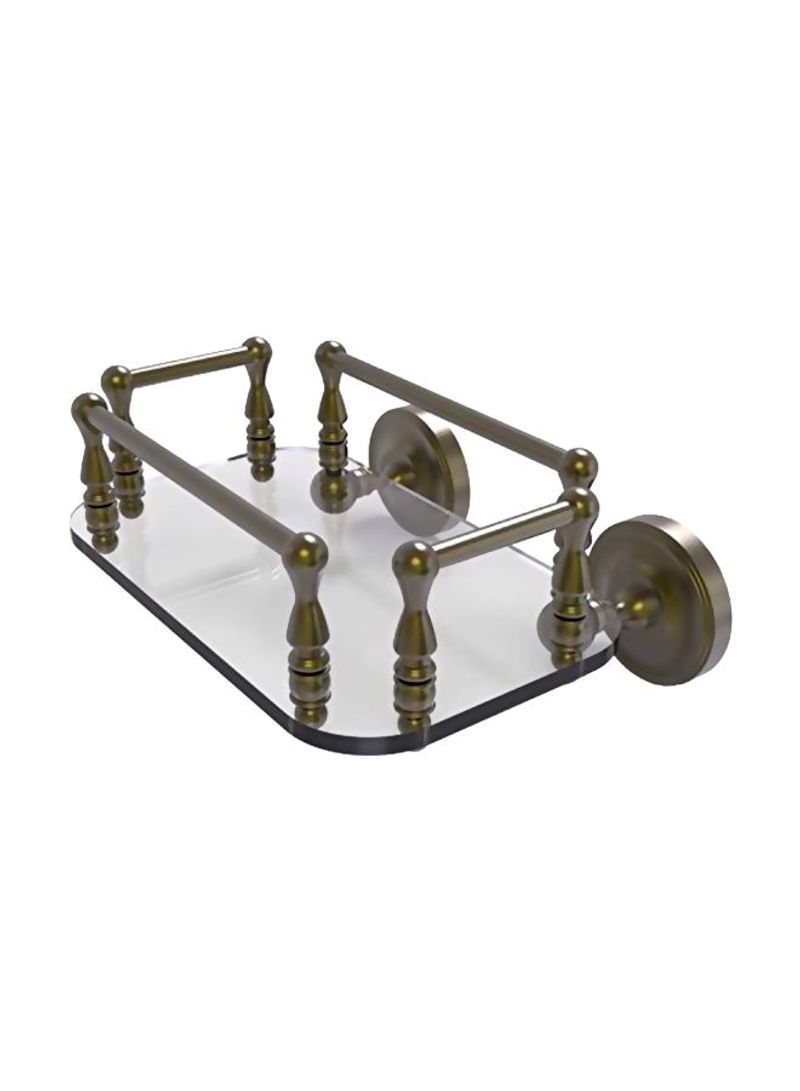 Wall Mounted Glass Tray Guest Towel Holder Clear/Gold 10.2x8x5inch
