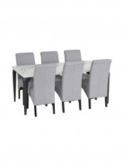 Marbella 6-Seater Dining Table Set Grey/Black