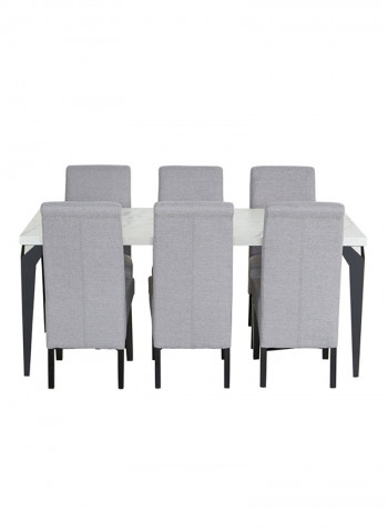 Marbella 6-Seater Dining Table Set Grey/Black