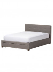 Platform Storage Bed With Mattress Grey 180 x 200centimeter