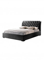 Baxton Studio Tufted Bed With Half-Medical Mattress Black/Grey Queen