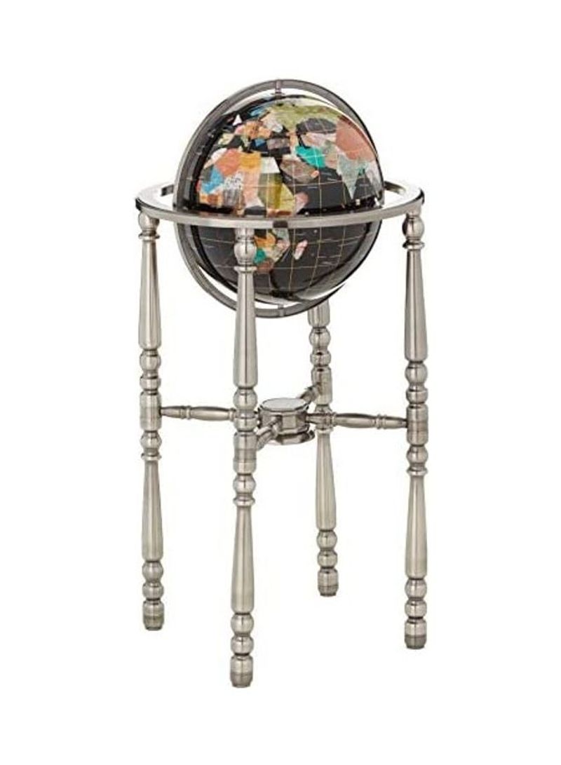 Onyx Ocean Gemstone World Globe with 4-Leg Stand
