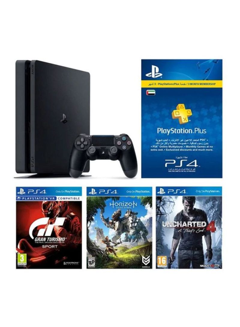 PlayStation 4 Slim 500GB Console With Dualshock 4 Controller + 3 Games And 3 Months Membership Card