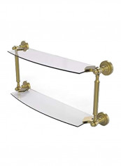 Dottingham Collection Two Tiered Glass Shelf Clear/Gold 24inch