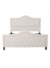 Livi Upholstered Bed Frame And Headboard Set With Mattress Ivory 120 x 200centimeter