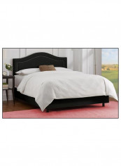 Inset Nail Button Bed Without Mattress Black 200 x 200centimeter