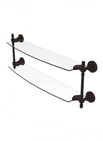 Retro Wave Collection Two Tiered Glass Shelf Clear/Black 24inch