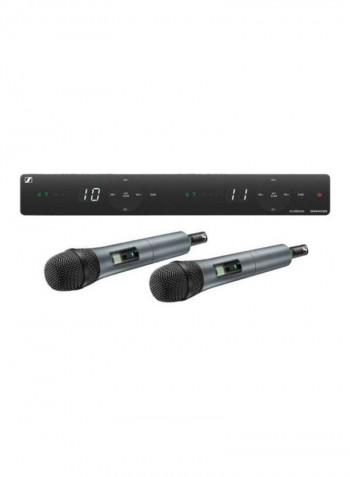 2-Piece Handheld Microphones Set With Receiver MAG514 Black/Grey